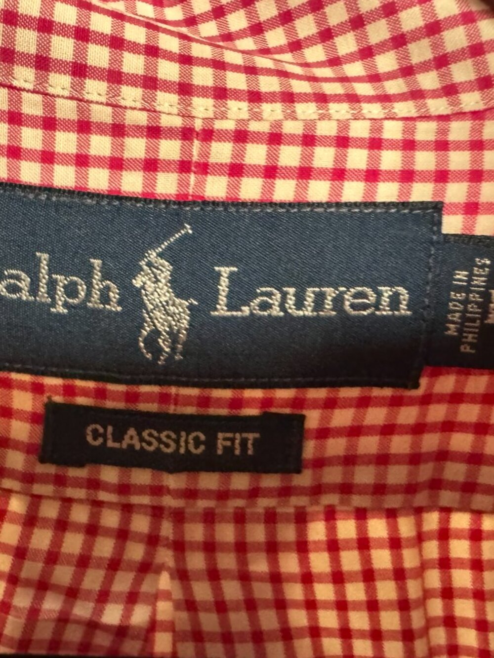Ralph Lauren Red/White Gingham Short Sleeve Button-Up Classic Fit Shirt Size M - Picture 3 of 6